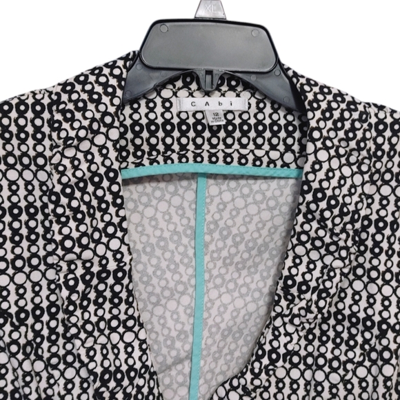 Cabi Black White Polka Dot Du Jour Ruched Button Blazer Jacket Women's Size 12 - Picture 5 of 10